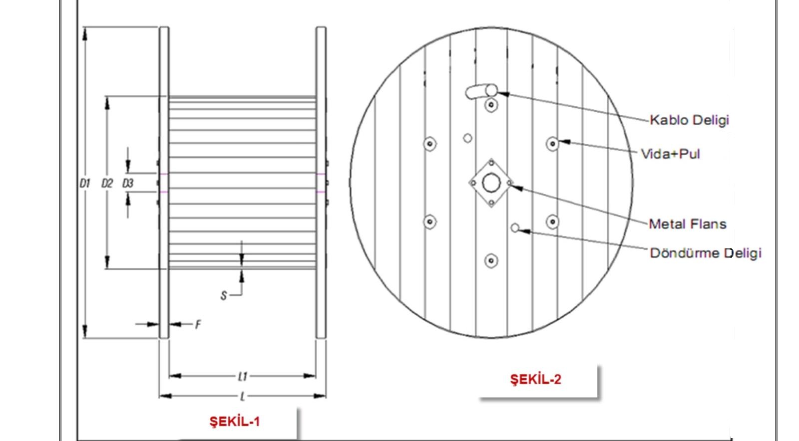Ahşap Makara Teknik Çizimi (Şekil 1 ve Şekil 2)
